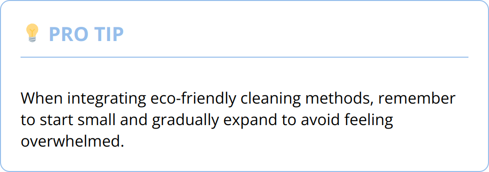 Pro Tip - When integrating eco-friendly cleaning methods, remember to start small and gradually expand to avoid feeling overwhelmed.